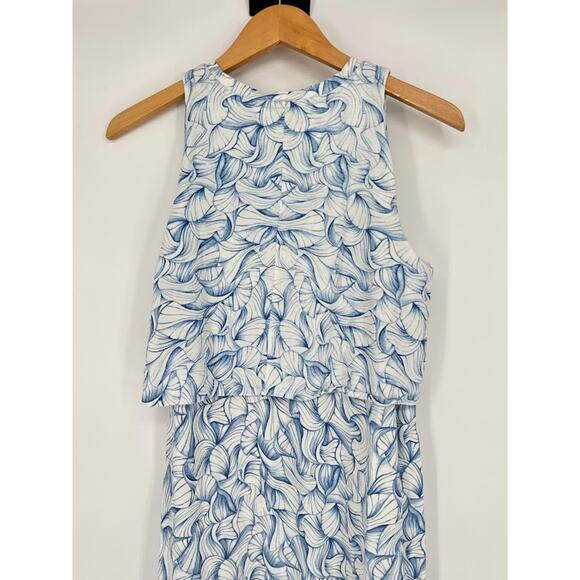 Tory Burch Kaley Dress Ellora Pima Cotton White Blue Shell Nautical Preppy M - Picture 6 of 9
